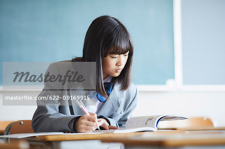 Mixed-race student in the classroom