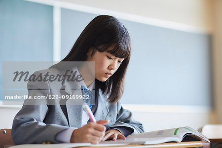 Mixed-race student in the classroom