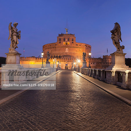 Mausoleum of Hadrian, Castel Sant'Angelo, Ponte Sant'Angelo Bridge, UNESCO World Heritage Site, Rome, Lazio, Italy, Europe