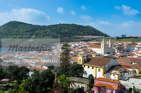 View over the town of Angra do Heroismo, UNESCO World Heritage Site, Island of Terceira, Azores, Portugal, Atlantic, Europe