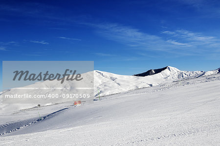 Ski slope at sun day. Greater Caucasus, Mount Shahdagh. Qusar rayon of Azerbaijan.