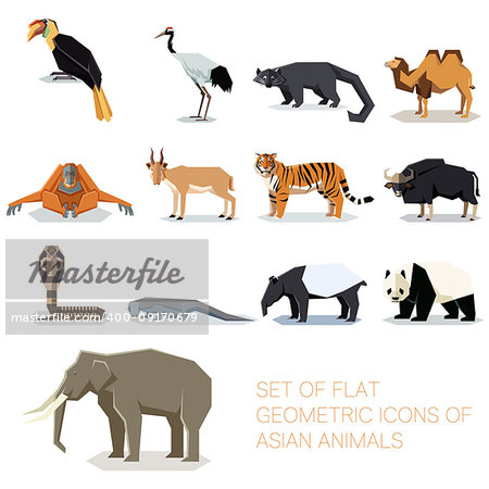 Vector image of the Set of flat geometric asian icons