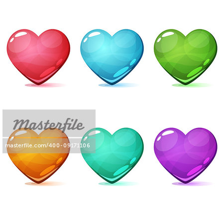 Heart cartoon icon. Pink, blue, green yellow Vector eps 10