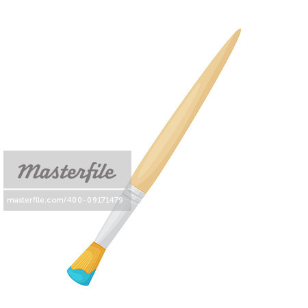 Paintbrush with blue dye isolated on white