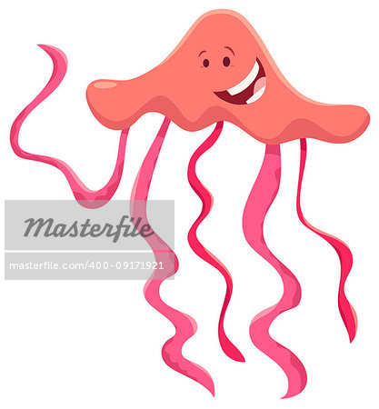 Cartoon Illustration of Cute Jellyfish Sea Animal Character