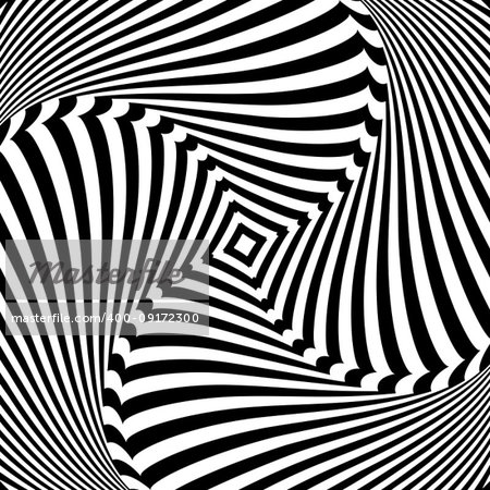 Abstract op art design. Illusion of torsion movement. Vector illustration.