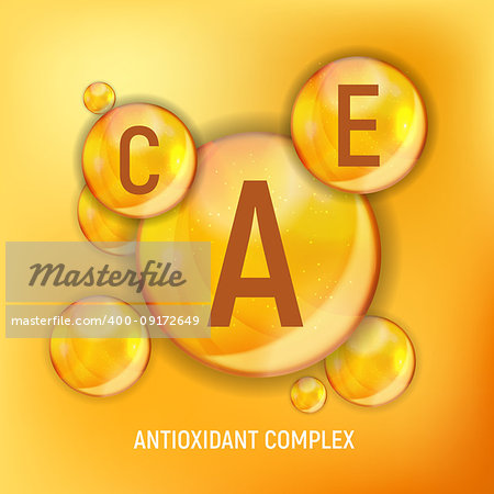 Vitamin A, C, E  Icon. Antioxidant Complex. Vector Illustration EPS10