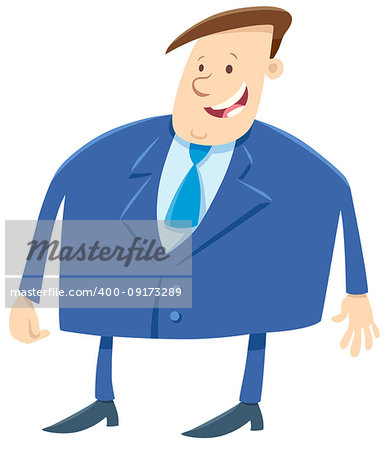 Cartoon Illustration of Boss Businessman or Man in Suit Character