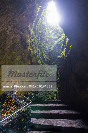 Algar do Carvao Natural Reserve cave, Island of Terceira, Azores, Portugal, Atlantic, Europe