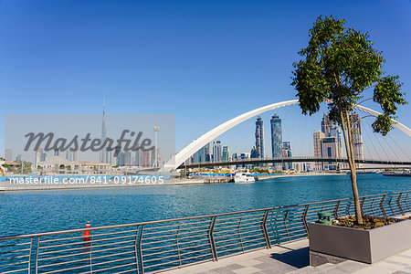 Tolerance Bridge, a new pedestrian bridge spanning Dubai Water Canal, Business Bay, Dubai, United Arab Emirates, Middle East