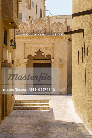 Restored traditional houses in Al Fahidi Historic Neighbourhood, Bur Dubai, Dubai, United Arab Emirates, Middle East