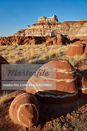 Striped red-rock boulders, Hopi Reservation, Arizona, United States of America, North America