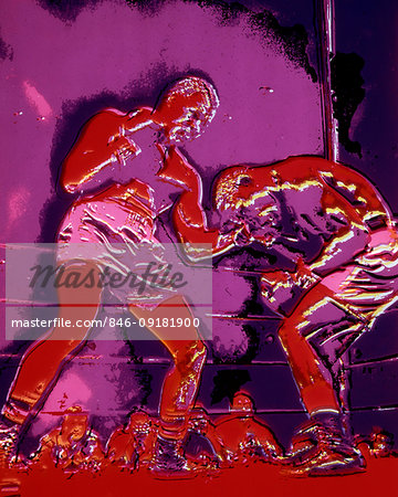 SOLARIZED TWO BOXERS IN THE RING