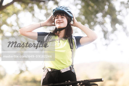 Biker stopping in park