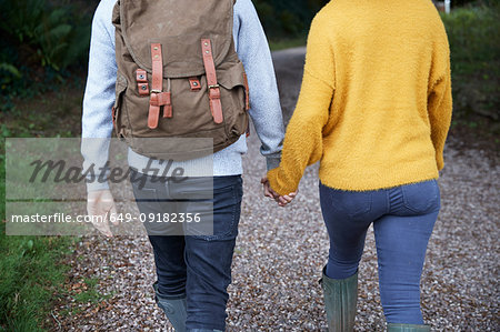 Hiker couple walking in countryside