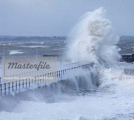 Stormy seas as spring tides coincide with the so called Beast from the East at Amble, Northumberland, England, United Kingdom, Europe Stormy seas as spring tides coincide with the so called Beast from the East at Amble, Northumberland, England, United Kingdom, Europe