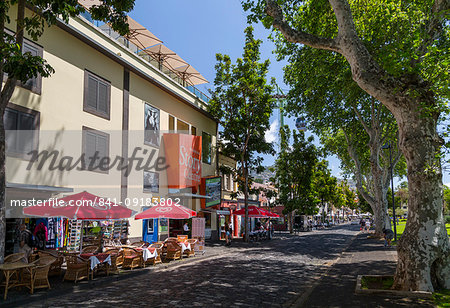 View of The Story Centre and cable car above street, Funchal, Madeira, Portugal, Atlantic, Europe View of The Story Centre and cable car above street, Funchal, Madeira, Portugal, Atlantic, Europe