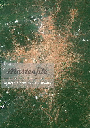 Color satellite image of Yaounde, capital city of Cameroon. Image collected on March 08, 2016 by Sentinel-2 satellites. Color satellite image of Yaounde, capital city of Cameroon. Image collected on March 08, 2016 by Sentinel-2 satellites.
