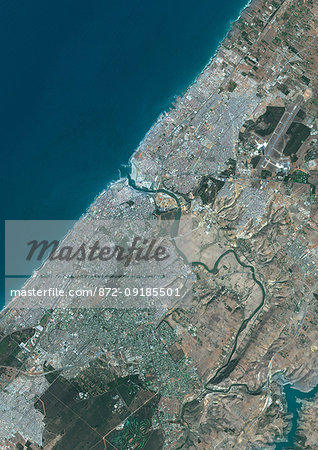 Color satellite image of Rabat, capital city of Morocco. Image collected on September 19, 2017 by Sentinel-2 satellites.