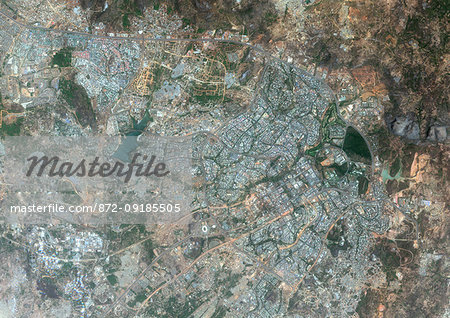 Color satellite image of Abuja, capital city of Nigeria. Image collected on March 09, 2017 by Sentinel-2 satellites. Color satellite image of Abuja, capital city of Nigeria. Image collected on March 09, 2017 by Sentinel-2 satellites.