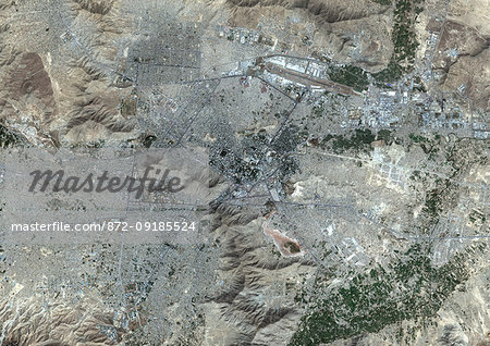 Color satellite image of Kabul, capital city of Afghanistan. Image collected on September 29, 2017 by Sentinel-2 satellites.