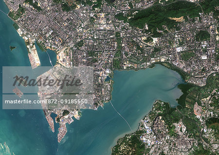 Color satellite image of Shenzhen, China. It forms part of the Pearl River Delta megalopolis. Image collected on November 01, 2017 by Sentinel-2 satellites. Color satellite image of Shenzhen, China. It forms part of the Pearl River Delta megalopolis. Image collected on November 01, 2017 by Sentinel-2 satellites.