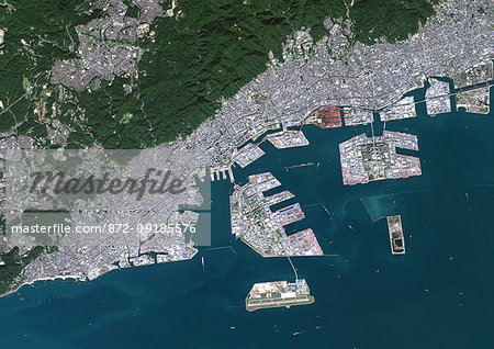 Color satellite image of Kobe, Japan. Image collected on November 02, 2016 by Sentinel-2 satellites.