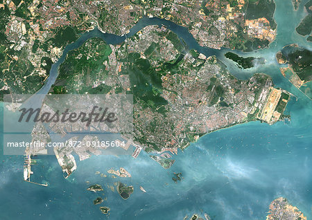 Color satellite image of Singapore. Image collected on July 10, 2017 by Sentinel-2 satellites. Color satellite image of Singapore. Image collected on July 10, 2017 by Sentinel-2 satellites.
