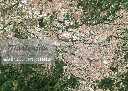 Color satellite image of San Jose, capital city of Costa Rica. Image collected on January 26, 2017 by Sentinel-2 satellites.