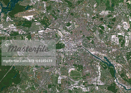 Color satellite image of Berlin, capital city of Germany. Image collected on May 27, 2017 by Sentinel-2 satellites.