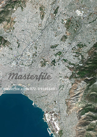 Color satellite image of Athens, capital city of Greece. Image collected on September 13, 2017 by Sentinel-2 satellites. Color satellite image of Athens, capital city of Greece. Image collected on September 13, 2017 by Sentinel-2 satellites.