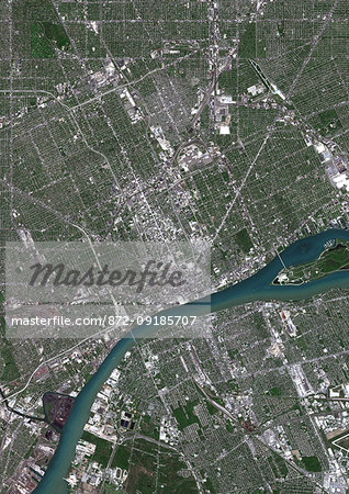 Color satellite image of Detroit, Michigan, United States. Image collected on May 15, 2017 by Sentinel-2 satellites. Color satellite image of Detroit, Michigan, United States. Image collected on May 15, 2017 by Sentinel-2 satellites.