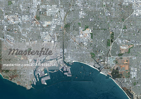 Color satellite image of Long Beach, California, United States. Image collected on June 13, 2017 by Sentinel-2 satellites. Color satellite image of Long Beach, California, United States. Image collected on June 13, 2017 by Sentinel-2 satellites.