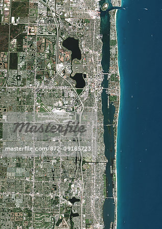 Color satellite image of Palm Beach, Florida, United States, with Palm Beach International Airport. Image collected on January 06, 2017 by Sentinel-2 satellites. Color satellite image of Palm Beach, Florida, United States, with Palm Beach International Airport. Image collected on January 06, 2017 by Sentinel-2 satellites.
