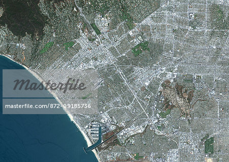 Color satellite image of Santa Monica, California, United States. Image collected on June 13, 2017 by Sentinel-2 satellites. Color satellite image of Santa Monica, California, United States. Image collected on June 13, 2017 by Sentinel-2 satellites.