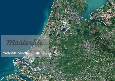 Color satellite image of Randstad, Netherlands. This megalopolis in the central-western Netherlands consists of the four largest Dutch cities, i.e. Amsterdam, Rotterdam, The Hague and Utrecht and their surrounding areas. Image collected on May 26, 2017 by Sentinel-2 satellites. Color satellite image of Randstad, Netherlands. This megalopolis in the central-western Netherlands consists of the four largest Dutch cities, i.e. Amsterdam, Rotterdam, The Hague and Utrecht and their surrounding areas. Image collected on May 26, 2017 by Sentinel-2 satellites.
