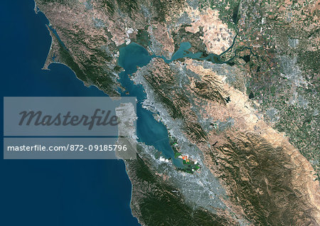 Color satellite image of San Francisco Bay Area, California, United States. Image collected on September 27, 2017 by Sentinel-2 satellites. Color satellite image of San Francisco Bay Area, California, United States. Image collected on September 27, 2017 by Sentinel-2 satellites.