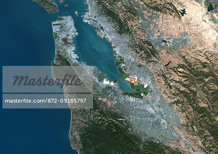 Color satellite image of the Silicon Valley, from San Francisco to San Jose, California, United States. Image collected on September 27, 2017 by Sentinel-2 satellites. Color satellite image of the Silicon Valley, from San Francisco to San Jose, California, United States. Image collected on September 27, 2017 by Sentinel-2 satellites.