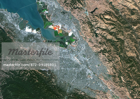 Color satellite image of the Silicon Valley, California, United States. Image collected on September 27, 2017 by Sentinel-2 satellites. Color satellite image of the Silicon Valley, California, United States. Image collected on September 27, 2017 by Sentinel-2 satellites.