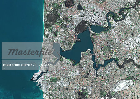 Color satellite image of Perth, Australia. Image collected on August 25, 2017 by Sentinel-2 satellites. Color satellite image of Perth, Australia. Image collected on August 25, 2017 by Sentinel-2 satellites.