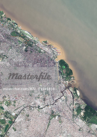 Color satellite image of Buenos Aires, capital city of Argentina. Image collected on April 14, 2017 by Sentinel-2 satellites. Color satellite image of Buenos Aires, capital city of Argentina. Image collected on April 14, 2017 by Sentinel-2 satellites.