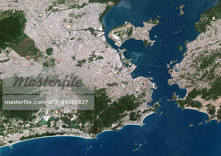 Color satellite image of Rio de Janeiro, Brazil. Image collected on March 10, 2017 by Sentinel-2 satellites.