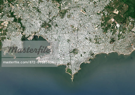Color satellite image of Montevideo, capital city of Uruguay. Image collected on December 12, 2016 by Sentinel-2 satellites. Color satellite image of Montevideo, capital city of Uruguay. Image collected on December 12, 2016 by Sentinel-2 satellites.