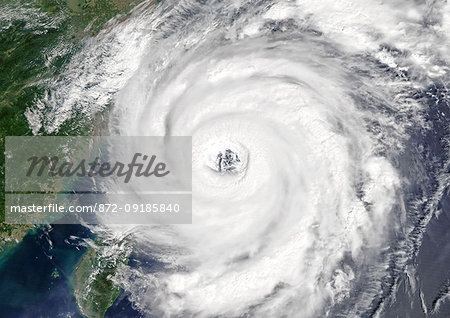 Satellite image of Typhoon Talim in 2017 over the East China Sea. Image taken on September 16, 2017.