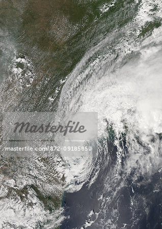 Satellite image of Hurricane Harvey in 2017 over Southeastern Texas, United States. Image taken on August 28, 2017.