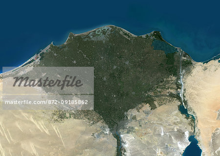 Color satellite image of the Nile Delta. It is formed in Northern Egypt where the Nile River spreads out and drains into the Mediterranean Sea. Image collected on October 1, 2017 by Sentinel-2 satellites. Color satellite image of the Nile Delta. It is formed in Northern Egypt where the Nile River spreads out and drains into the Mediterranean Sea. Image collected on October 1, 2017 by Sentinel-2 satellites.
