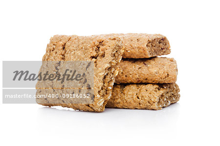 Healthy bio breakfast grain biscuits on white background