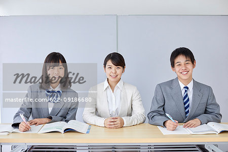Japanese junior high students with teacher