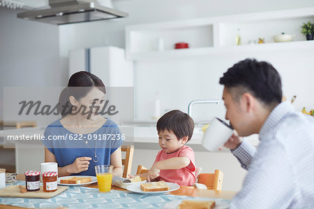 Japanese family in the kitchen