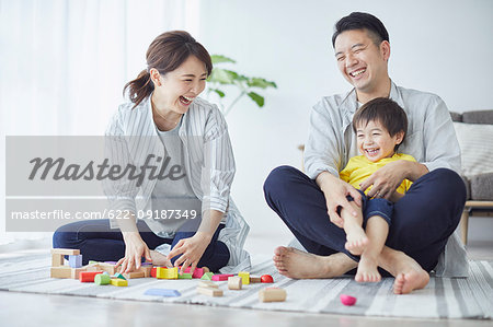 Japanese family in the living room